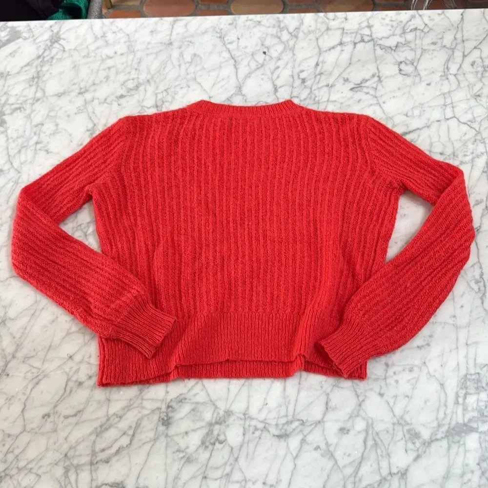 Mister Zimi Sz XS Large Gauge Knit Alpaca-Wool Sweater Red Orange